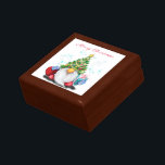 Cute Gnome with Christmas Tree Hat and Gift - Fun  Box<br><div class="desc">Cute Gnome with Christmas Tree Hat and Gift - Fun Cartoon Drawing - Choose / Add Your Unique Text / Name / Color - Make Your Special Gift - Resize and move or remove and add elements / text with customization tool ! Drawing and Design by MIGNED. Please see my...</div>