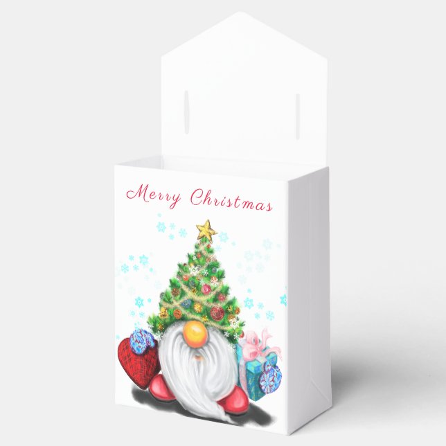 Cute Gnome with Christmas Tree Hat and Gift - Fun  Favor Boxes (Opened)