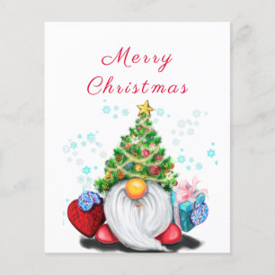 Cute Gnome with Christmas Tree Hat and Gift - Fun Flyer