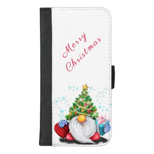 Cute Gnome with Christmas Tree Hat and Gift _ Fun  iPhone 87 Plus Wallet Case