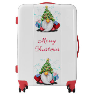 Cute Gnome with Christmas Tree Hat and Gift - Fun  Luggage