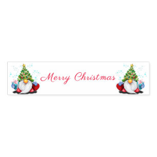 Cute Gnome with Christmas Tree Hat and Gift - Fun Napkin Bands