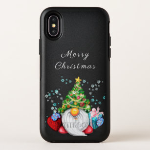 Cute Gnome with Christmas Tree Hat and Gift - Fun  OtterBox Symmetry iPhone X Case