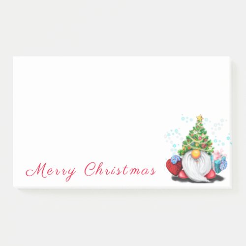Cute Gnome with Christmas Tree Hat and Gift _ Fun  Post_it Notes