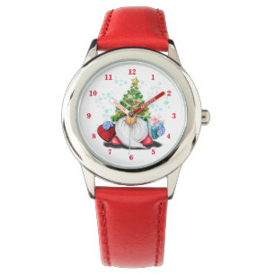 Cute Gnome with Christmas Tree Hat and Gift Fun Watch
