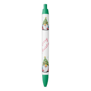 Cute Gnome with Christmas Tree Hat and Gift Pen