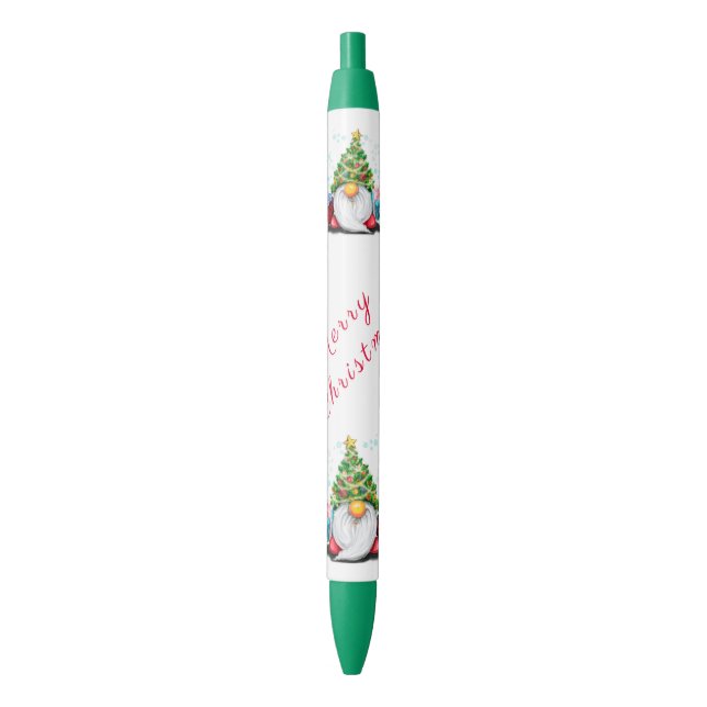 Cute Gnome with Christmas Tree Hat and Gift  Pen (Front Vertical)