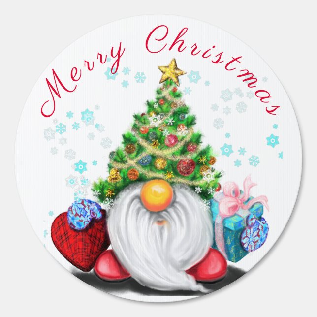 Cute Gnome with Christmas Tree Hat Outdoor Signs (Front)
