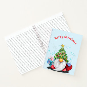 Cute Gnome with Gift Christmas Notebook