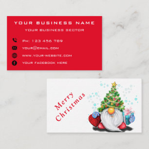 Cute Gnome with Gifts Christmas Business Cards