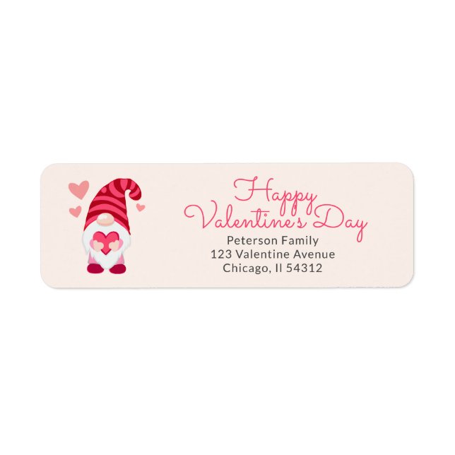 Cute Gnome with Heart Valentine's Day Address Label (Front)