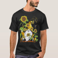 Cute Gnome With Sunflower Bee Hippie Gnome  Women  T-Shirt