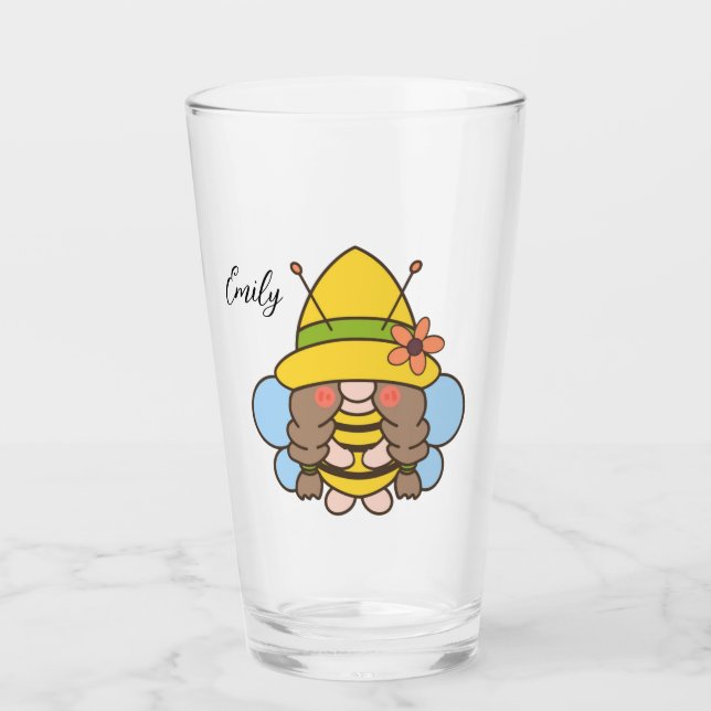 Cute Gnome with Sunflowers Glass (Front)