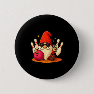 Cute Gnome With Sungles Gnome Playing Bowling Men Button
