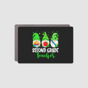 Cute Gnomes 2Nd Grade Teacher Squad St Patrick Car Magnet