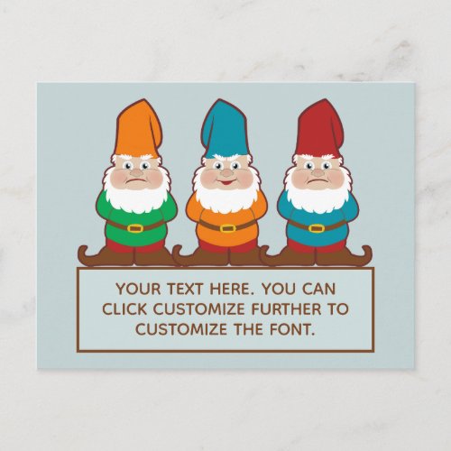 Cute Gnomes Add Your Text Postcard