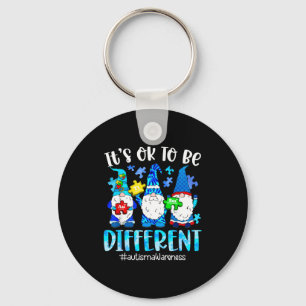 Cute gnomes autism awareness to be different puzzl keychain