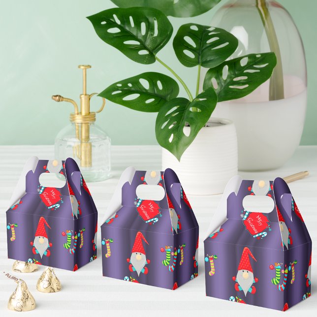 Cute Gnomes Blue Christmas Favor Boxes (Creator Uploaded)
