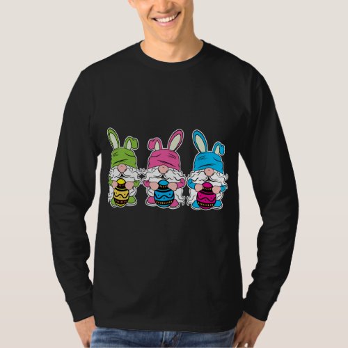 Cute Gnomes Bunny Easter Egg Hunting T_Shirt