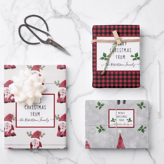 Cute Gnomes Christmas Light Shine Forest Tree Star Wrapping Paper Sheets (Front)