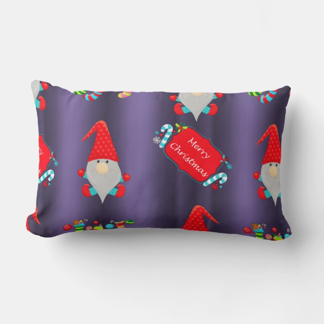 Cute Gnomes Christmas Lumbar Pillow (Front)