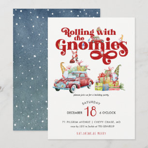Cute Gnomes Christmas Party Invitation