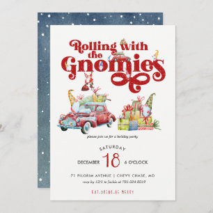 Cute Gnomes Christmas Party Invitation