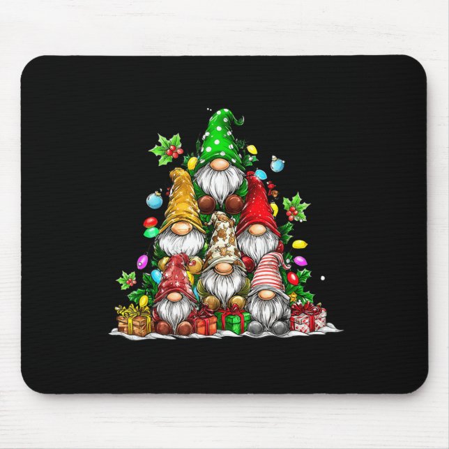 Cute Gnomes Christmas Tree Lights Gnomies Gnome Xm Mouse Pad (Front)