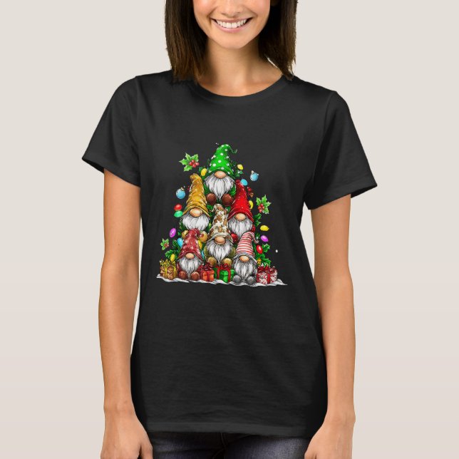 Cute Gnomes Christmas Tree Lights Gnomies Gnome Xm T-Shirt (Front)