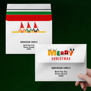 Cute Gnomes Colorful Merry Christmas Envelope