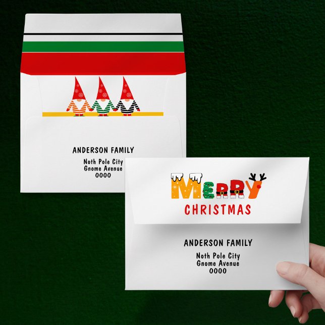 Cute Gnomes Colorful Merry Christmas Envelope (Creator Uploaded)