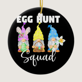 Cute Gnomes Easter Egg Hunt Squad Easter Day Ceramic Ornament