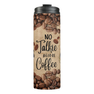 Cute Gnomes Enjoying Coffee Rustic Coffee Beans Thermal Tumbler