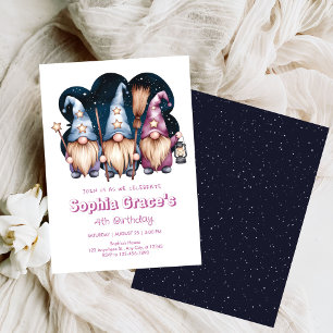 Cute gnomes friends in midnight invitation