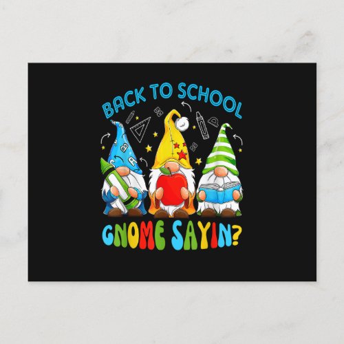 Cute Gnomes Funny Back To School Gnome Sayin Graph Postcard