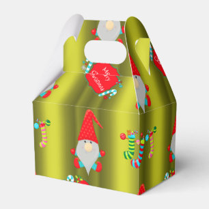 Cute Gnomes Green Christmas Favor Boxes