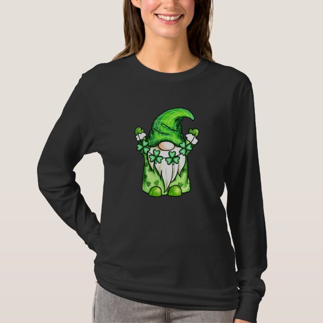 Cute Gnomes Green With Shamrock For St Patrick's D T-Shirt (Front)