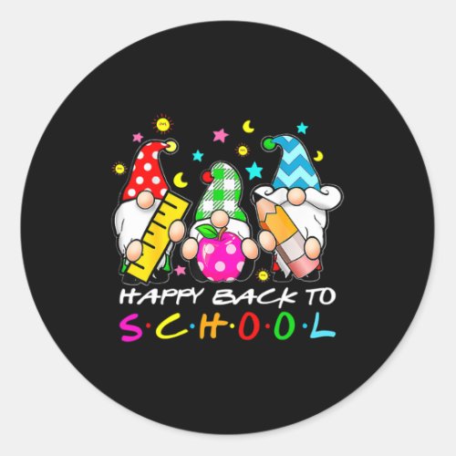 Cute Gnomes Happy Back To School Teachers Student  Classic Round Sticker