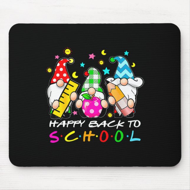 Cute Gnomes Happy Back To School Teachers Student  Mouse Pad (Front)