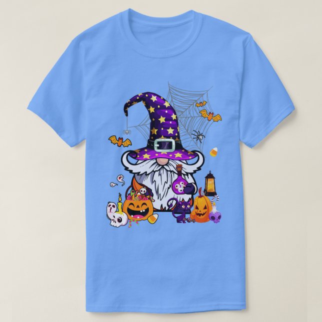 Cute Gnomes Happy Halloween Fall Candy Corn Pumpki T-Shirt (Design Front)