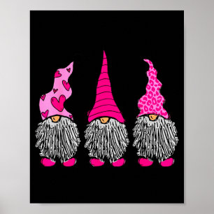 Cute Gnomes Heart Funny Valentines Day Couple Matc Poster