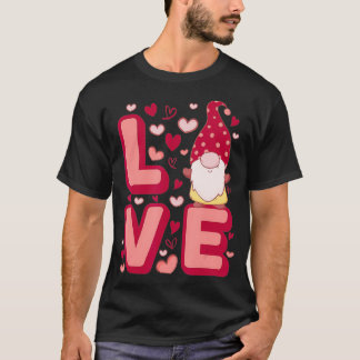 Cute Gnomes Heart Love Happy Valentine's Day T-Shirt