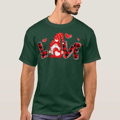 Cute Gnomes Holding Heart Love Red  T_Shirt
