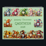 Cute Gnomes in Hats 2026 Calendar - Adorable!<br><div class="desc">A fun and whimsical 2026 calendar featuring a different gnome in a unique hat and seasonal illustration for every month! Perfect for gnome lovers and cozy gift-giving.</div>