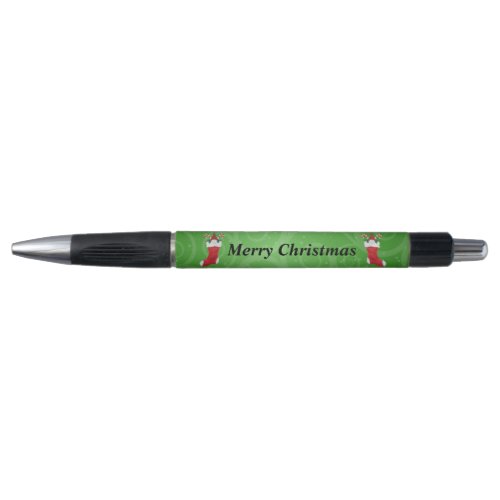 Cute Gnomes in Red Christmas Stockings Green Swirl Pen