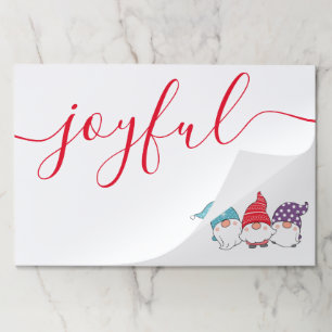 Cute Gnomes Joyful Script Christmas paper placemat