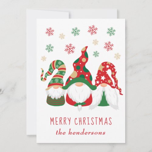 Cute Gnomes Merry Christmas Holiday Card