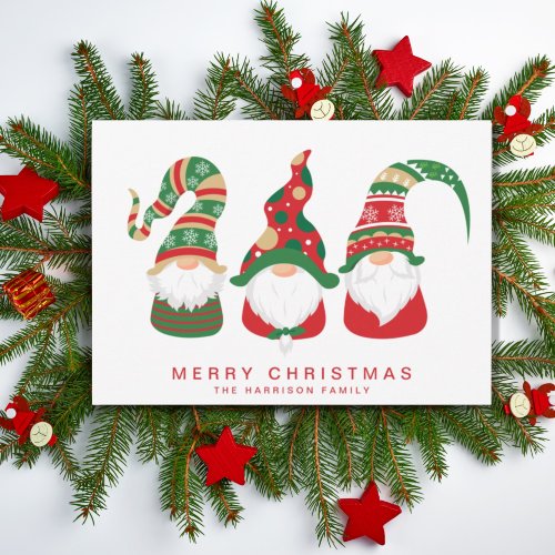 Cute Gnomes Merry Christmas Holiday Postcard