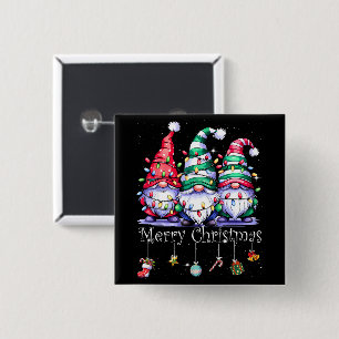 Cute Gnomes Merry Christmas Light Family Gnome Button