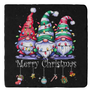 Cute Gnomes Merry Christmas Light Family Gnome Trivet